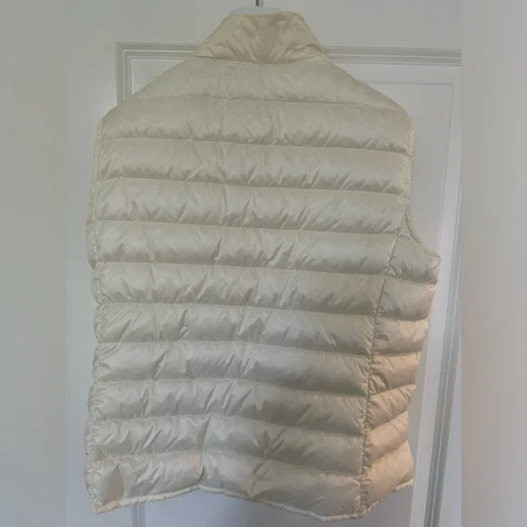 Moncler Liane Classic Puffer Vest, Size 4, White/Cream